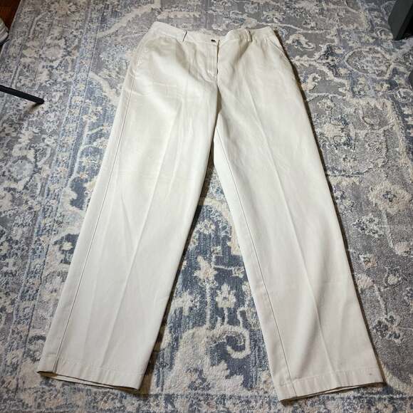 L.L.Bean Pants - L.L.Bean Women's Size 12 Reg 100% Cotton Chino Trousers Beige Off-White